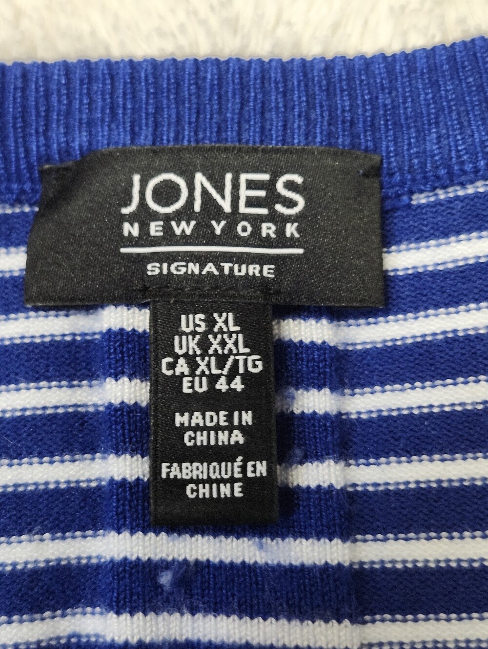 Jones New York Women's Long Sleeve Button Up Knit Cardigan Size XL Blue White - Picture 6 of 11